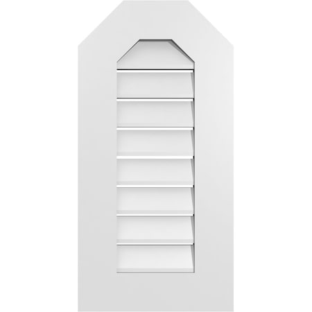 Ekena Millwork Octagonal Top Surface Mount PVC Gable Vent: Functional, w/ 3-1/2"W x 1"P Standard Frame, 14"W x 28"H GVPOT14X2801SF